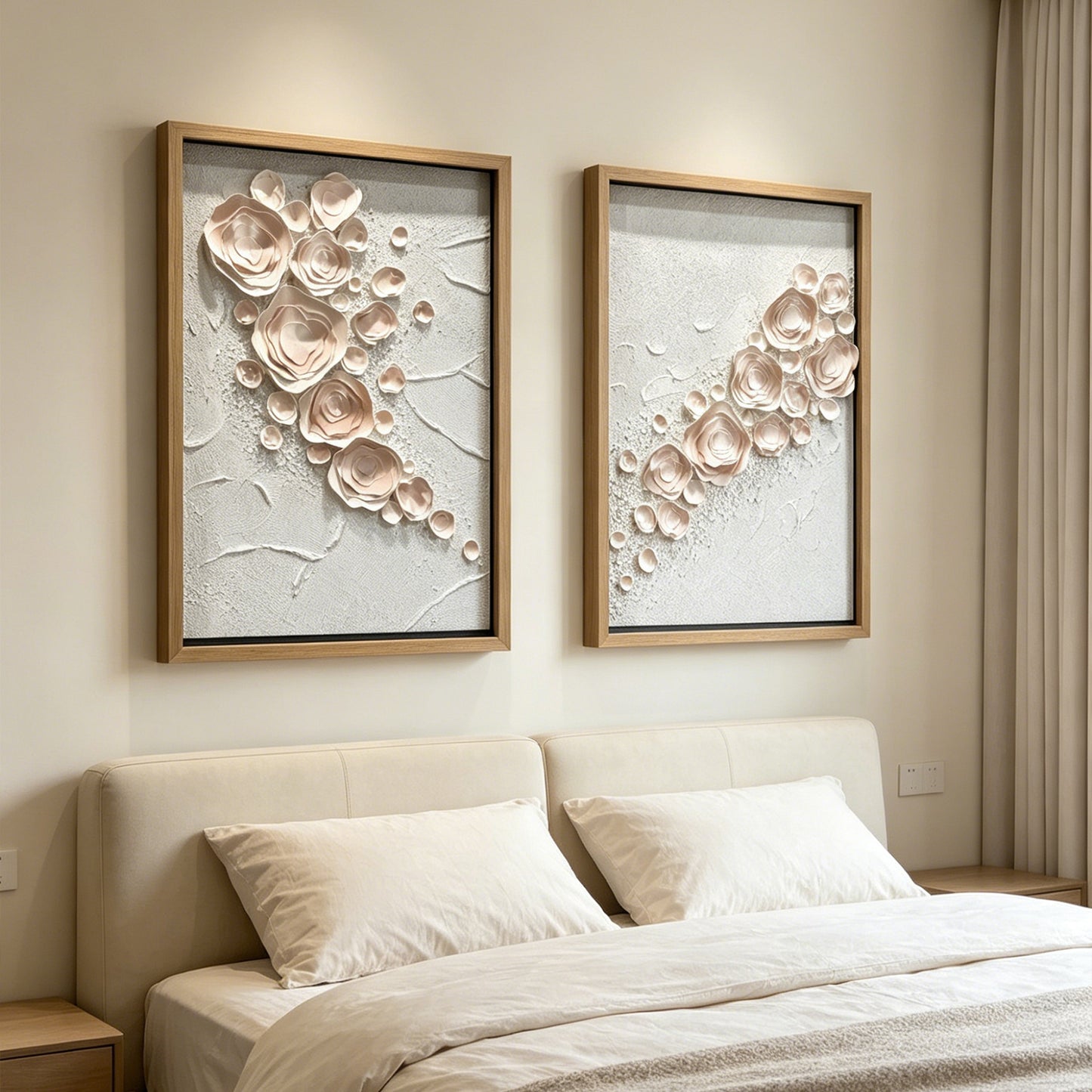 Abstract 3D Leather Floral Impasto Framed Wall Artwork