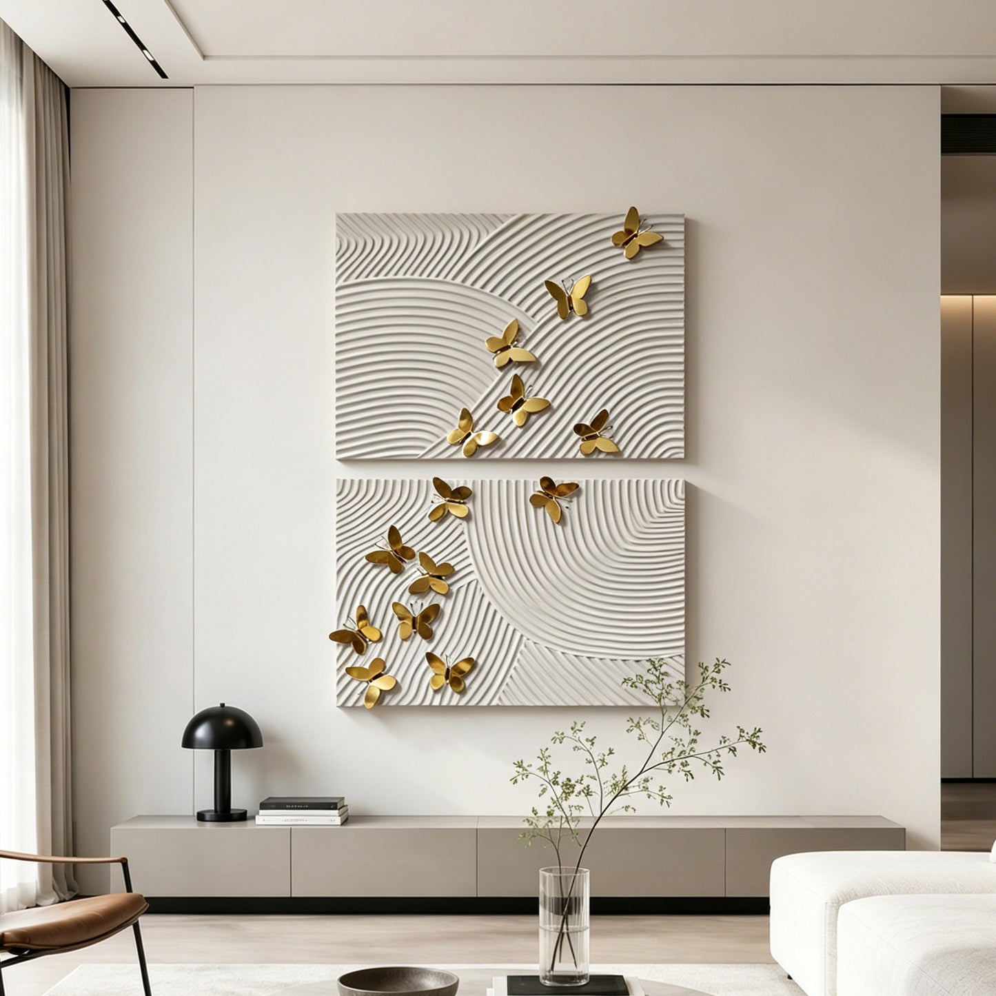 Golden Butterfly Line Wall Panels