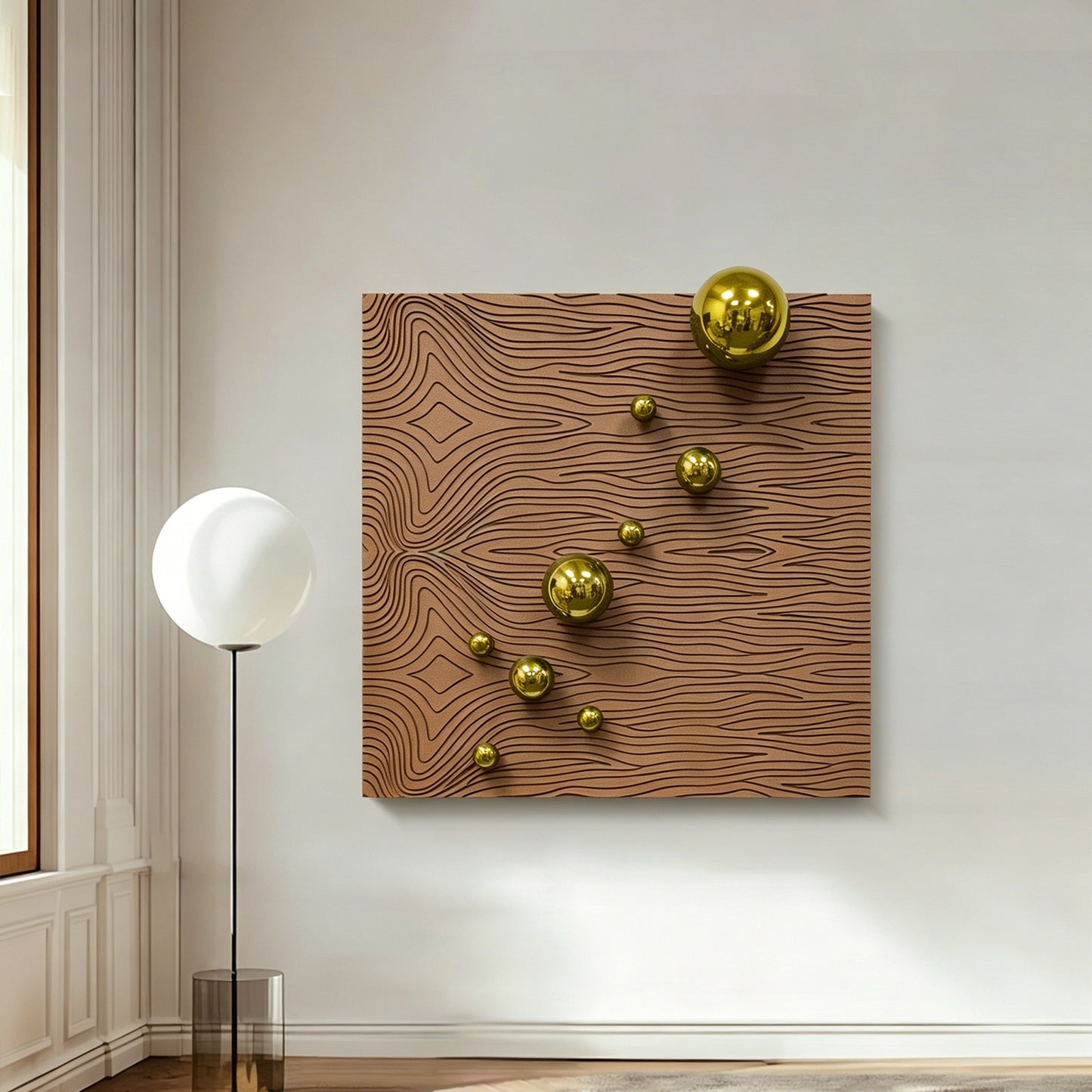 Brown Current Gold Orb Wall Art