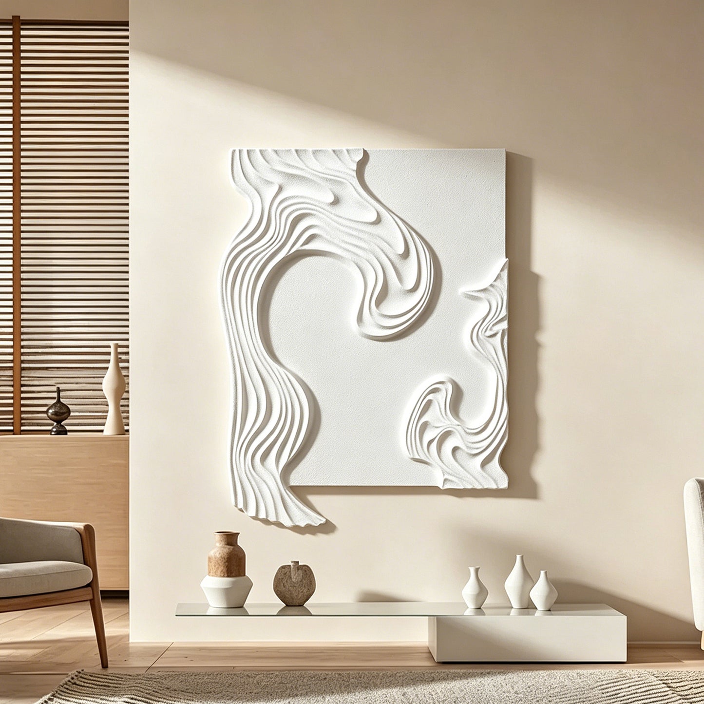 Ivory Contour Organic Wall Relief