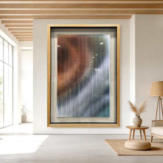 Minimalist Vertical Wave Art, Wood Carving for Luxury Villa Interiors