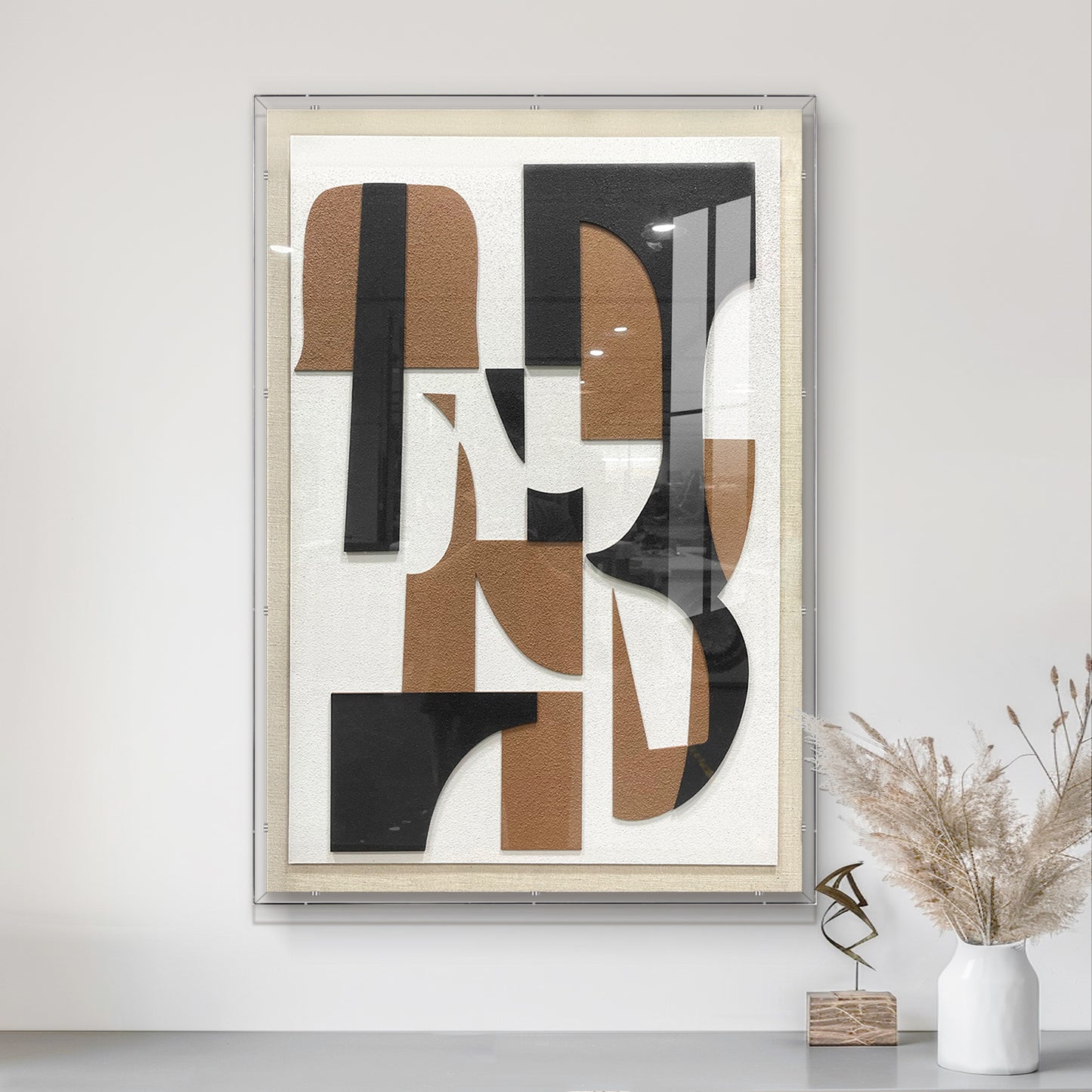 Modern minimalist 3D relief decorative painting, handcrafted from sandstone with a sleek and stylish texture.
