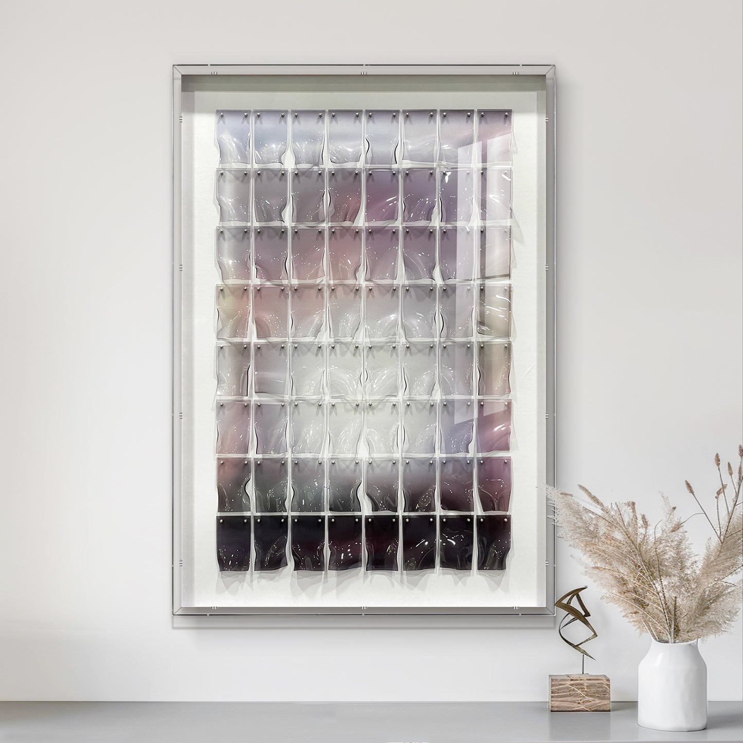 Contemporary Art Gallery Decor, 3D Heat Bent Acrylic Panel Grid Sculpture