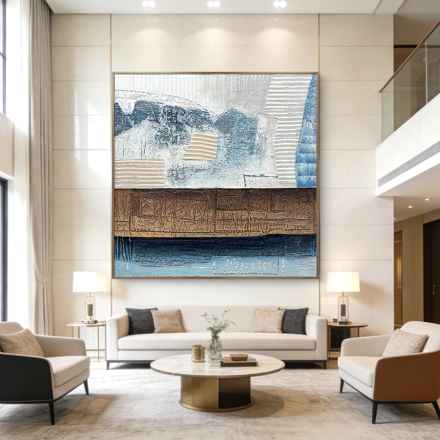 Mixed Media Abstract Wall Art with Sculptural Texture