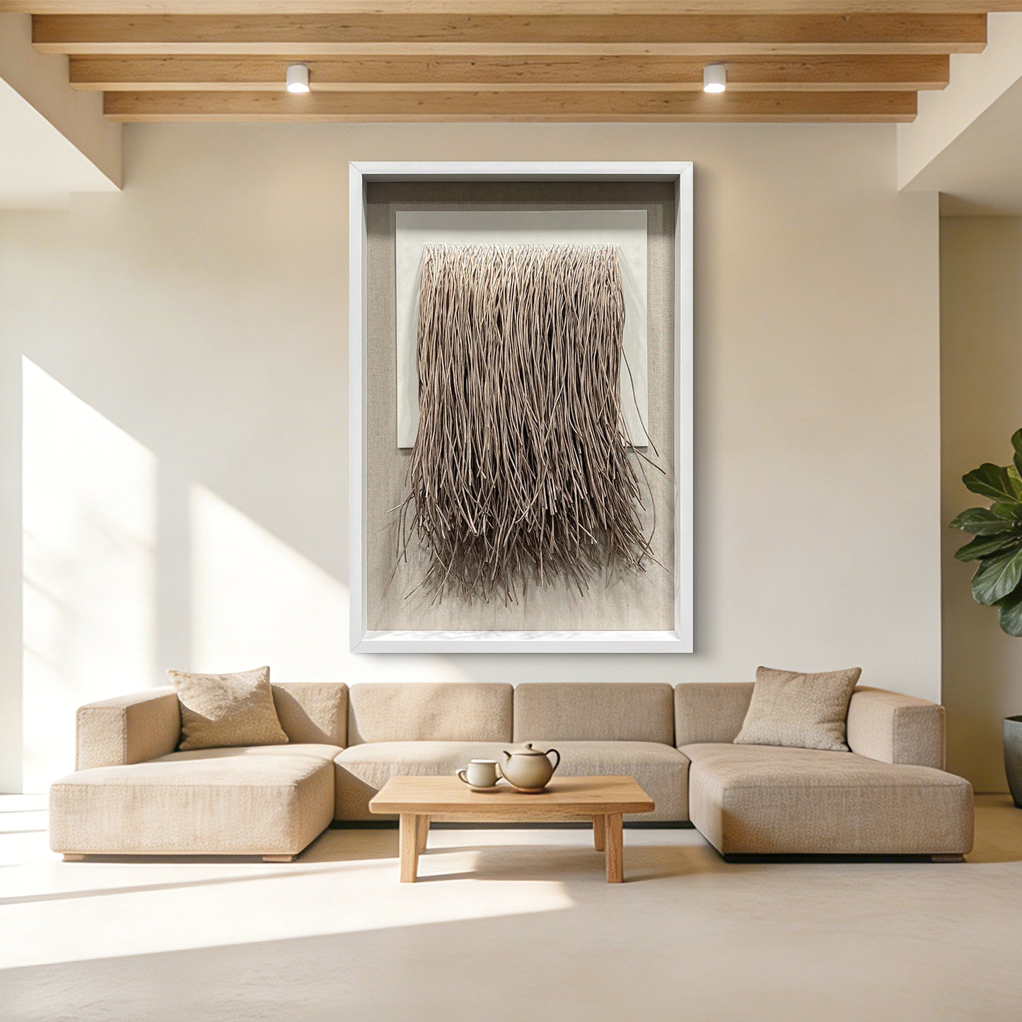 Minimalist Paper Rope Fringe Tapestry Wall Art