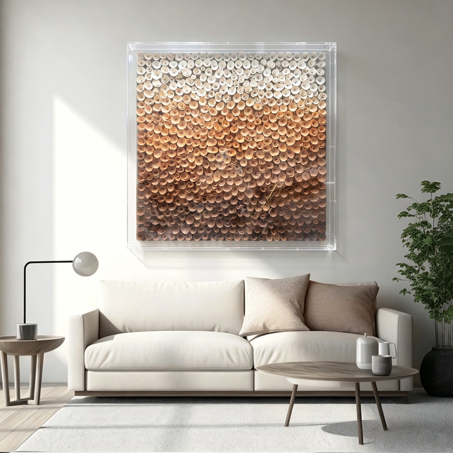 Wood Paper Flower Shadow Box - Modern 3D Wall Sculpture