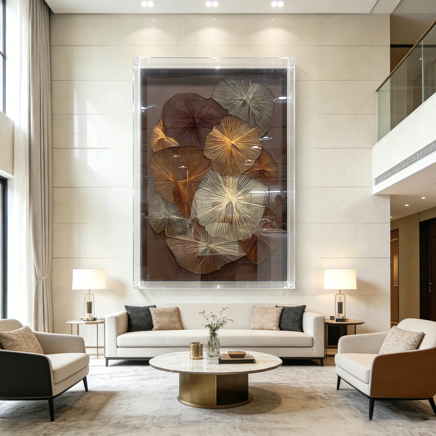 Luxury Textile Blossom Wall Panel Contemporary Thread Artwork