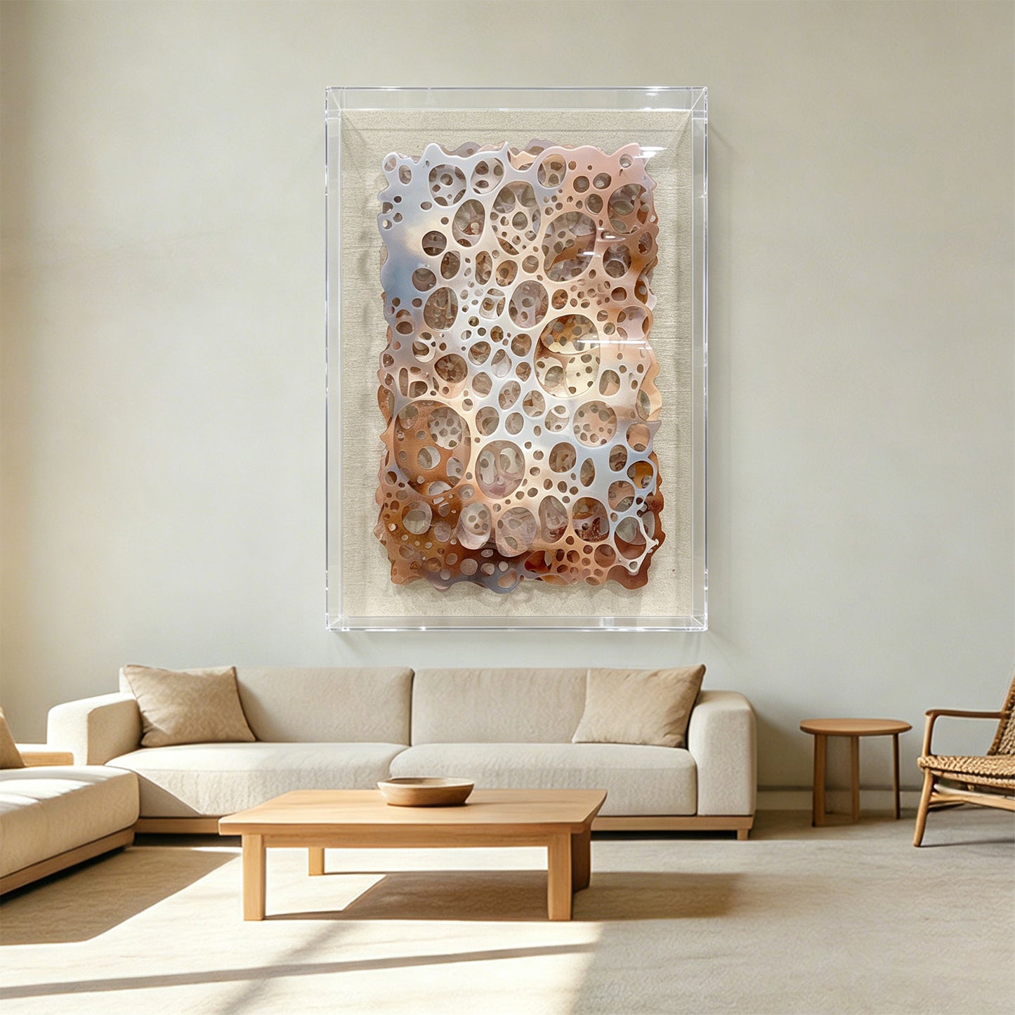 Sculpted Acrylic Wall Art Organic Perforated Hanging Artwork