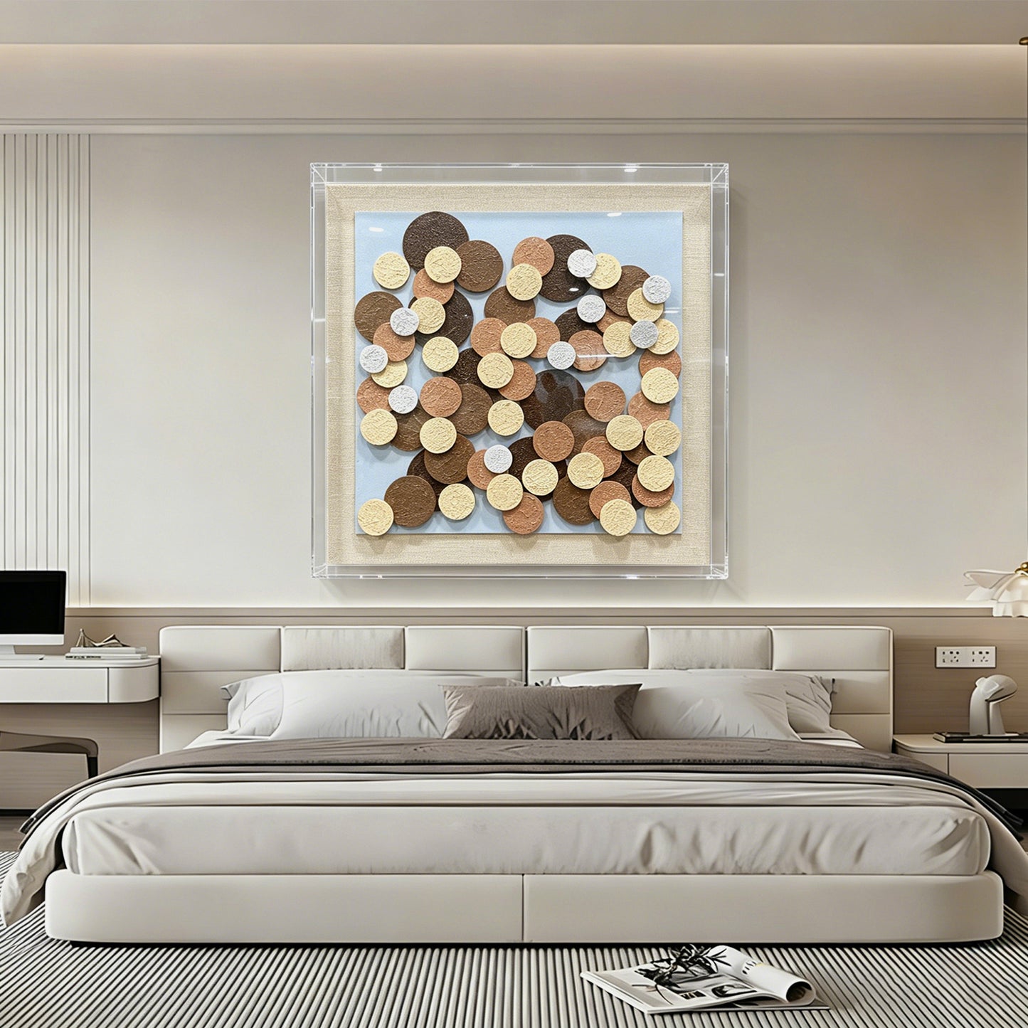Abstract Overlapping Wood Disc Wall Art - Earthy Round Sculpture