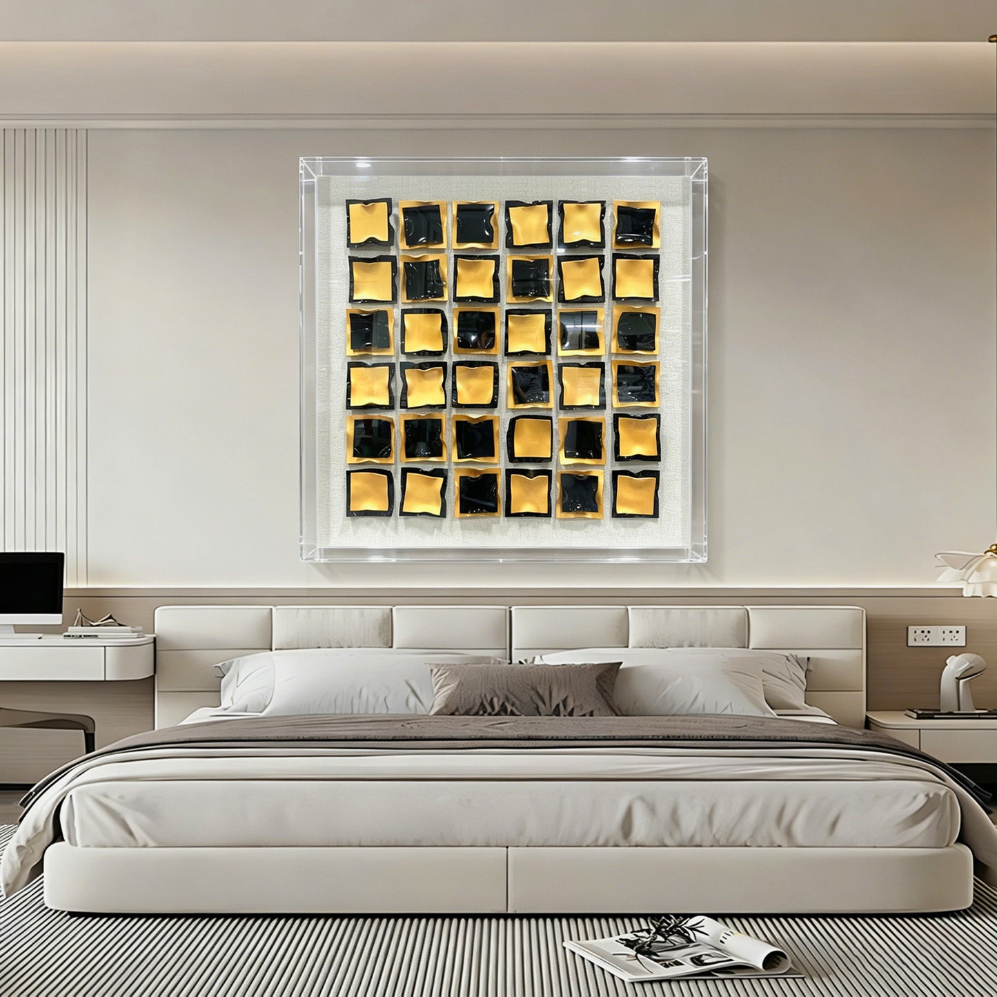 Luxury Acrylic Slat Wall Installation - Multi-Color Gallery Art