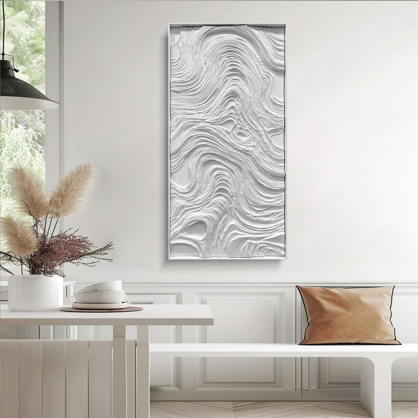 Minimalist Topographic Wood Carving Contour Panel