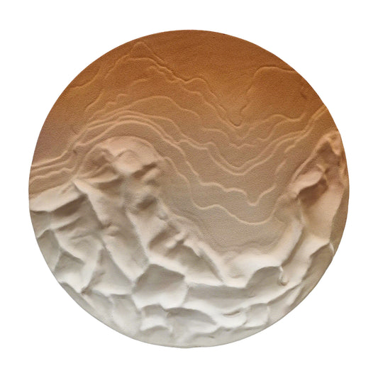 Sunlit Peaks Round Carved Relief