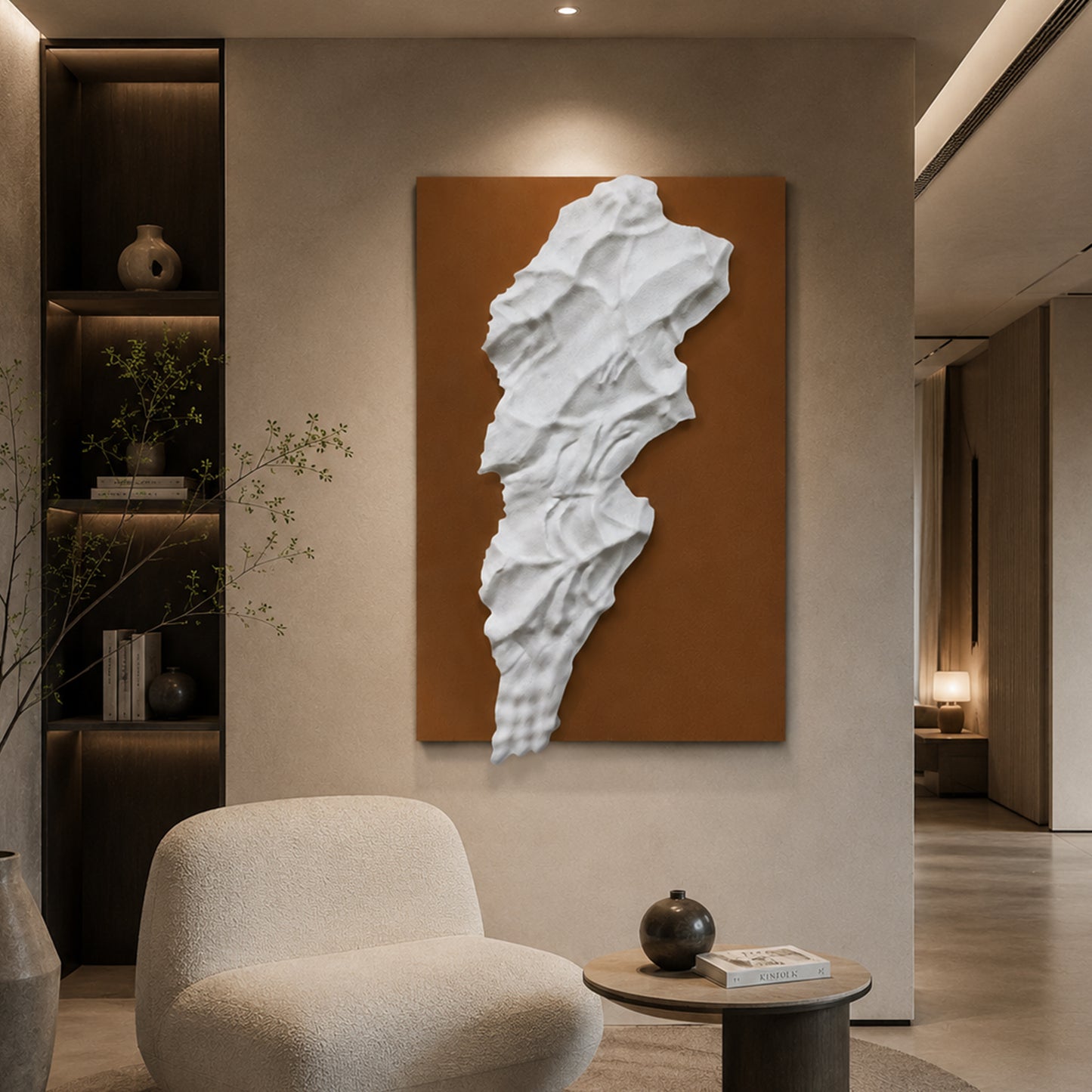 White Melted Form Sandstone Wall Relief