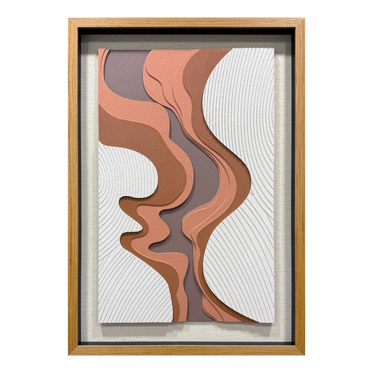 Large 3D Wood Carving Framed Wall Art, Brown Textured Handcrafted Decor