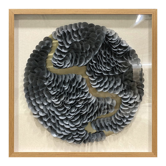 Modern Textured Leather Wall Decor - Circular Mixed Media Art