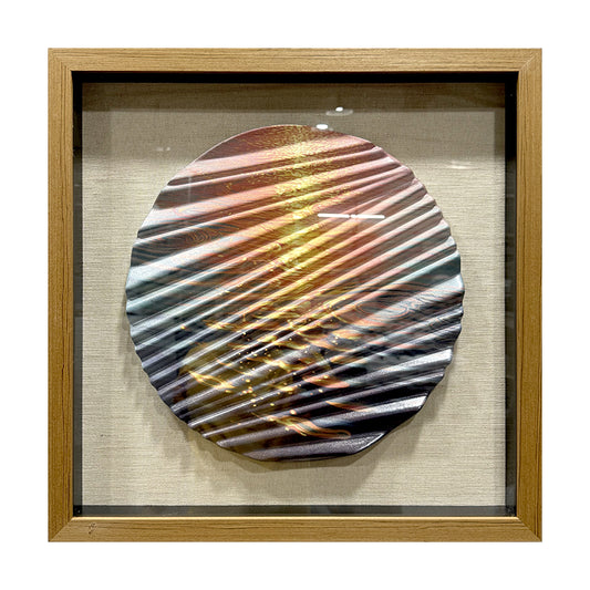 3D Carved Wood Sunset Wave Art Shadow Box