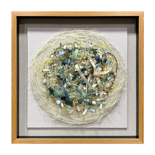 Round Mixed Media Textile Wall Art Canvas Decor