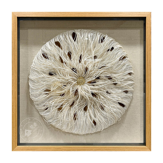 Mixed Media String Paper Wall Art Textured Round Sculpture