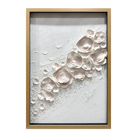Abstract 3D Leather Floral Impasto Framed Wall Artwork