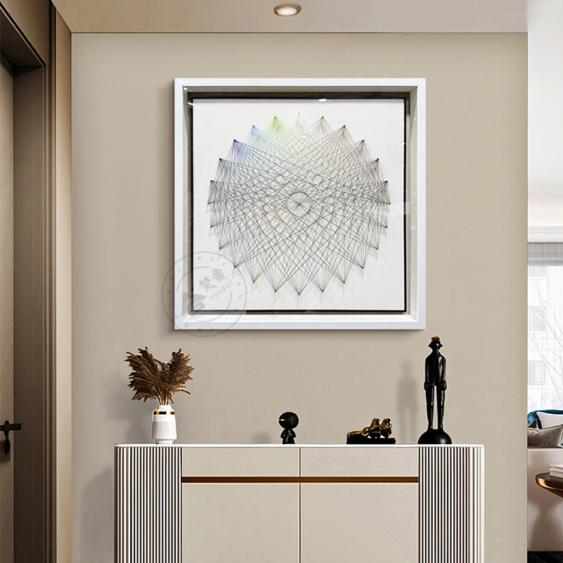Radial Gradient Thread Art Contemporary Linear Wall Hanging Artwork