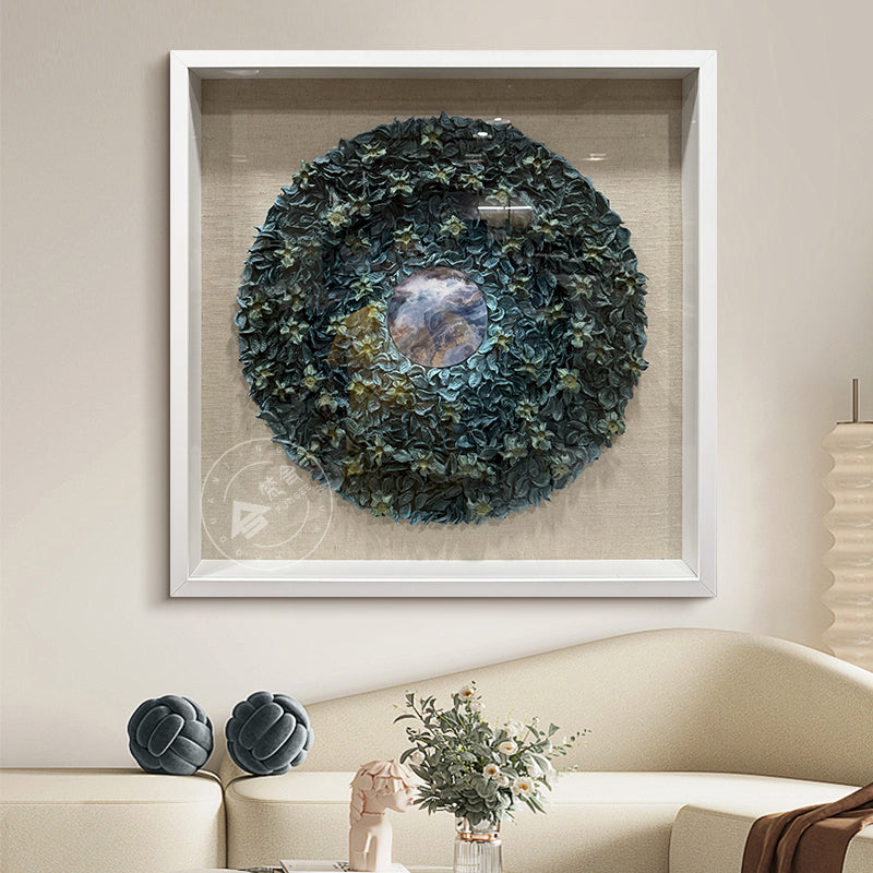 Dried Floral Wall Art Preserved Botanical Round Medallion