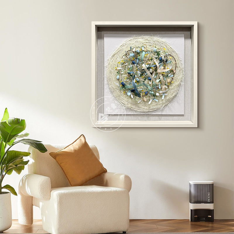 Round Mixed Media Textile Wall Art Canvas Decor