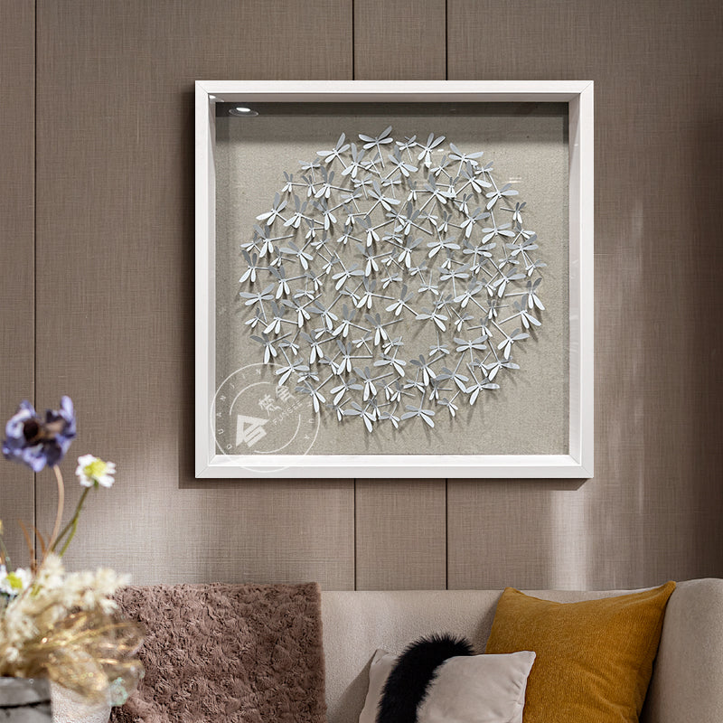 Matte White Dragonfly Aluminum Matrix Wall Statement Piece