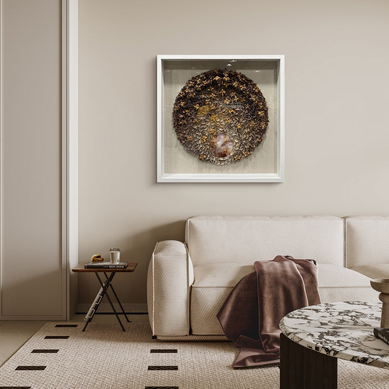 Dried Floral Wall Art Preserved Botanical Round Medallion