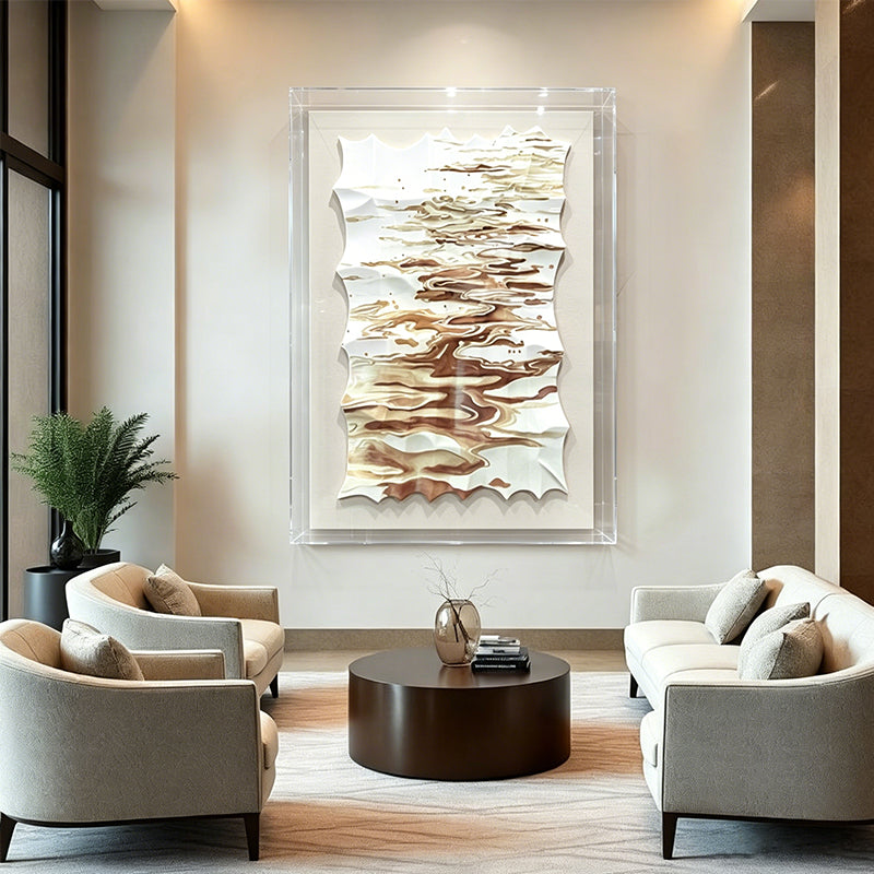 Carved Wood Fluid Abstract Wave Wall Art