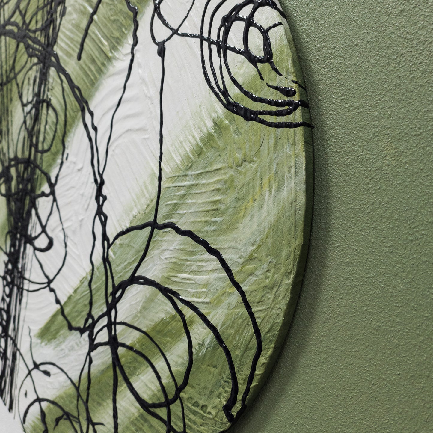 Taupe Ink Line Round Wall Art