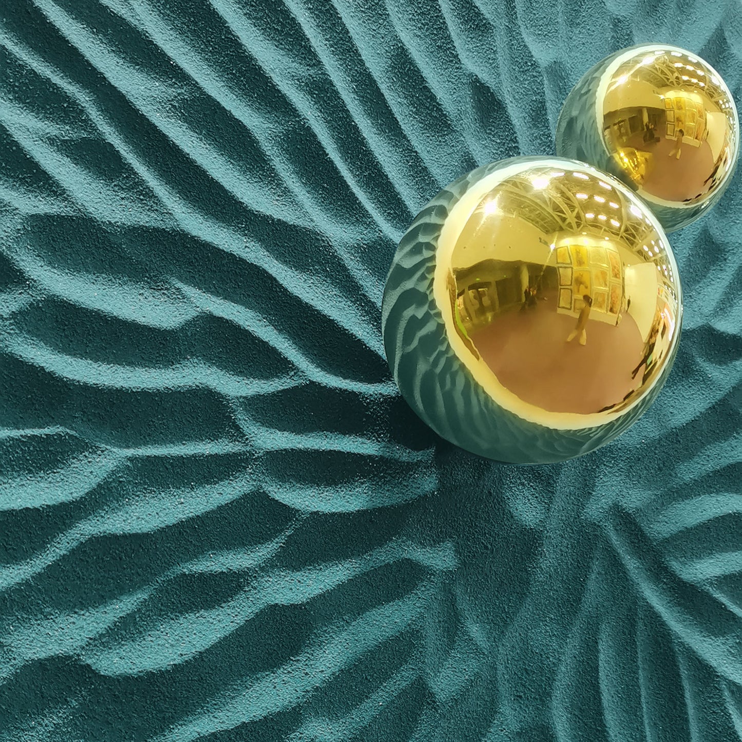 Emerald Ripple Gold Orb Wall Art