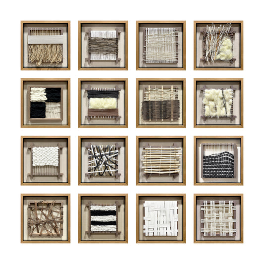 Wabi-Sabi Woven Textile Fiber Loom Shadow Box