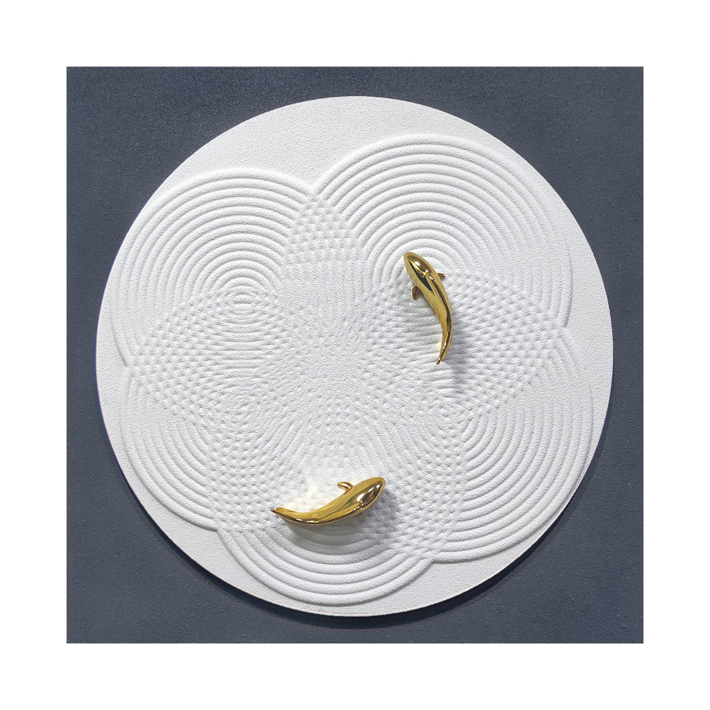 Golden Koi Ripple Round Wall Art
