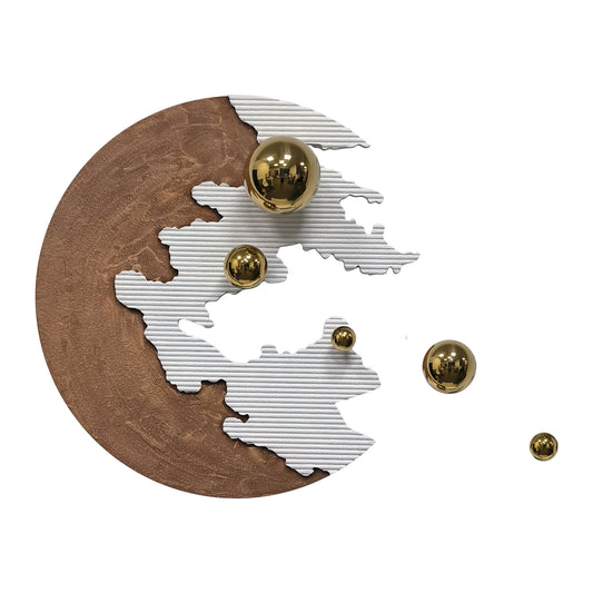 Red Crescent Gold Orb Wall Sculpture