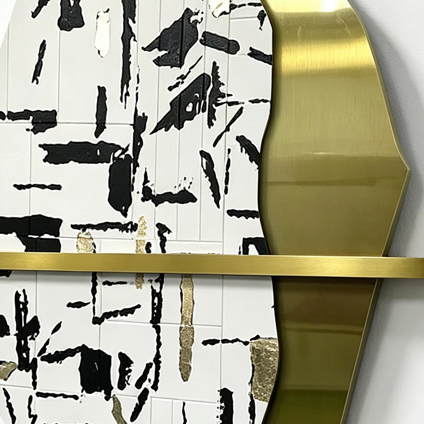 Black White Brushstroke Wall Sculpture