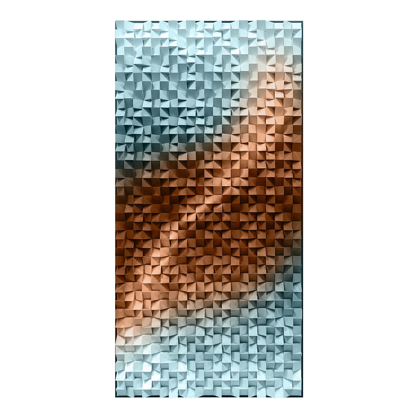 Blue Copper Wood Mosaic Wall Panel