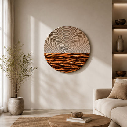 Copper Tide Round Textured Wall Art