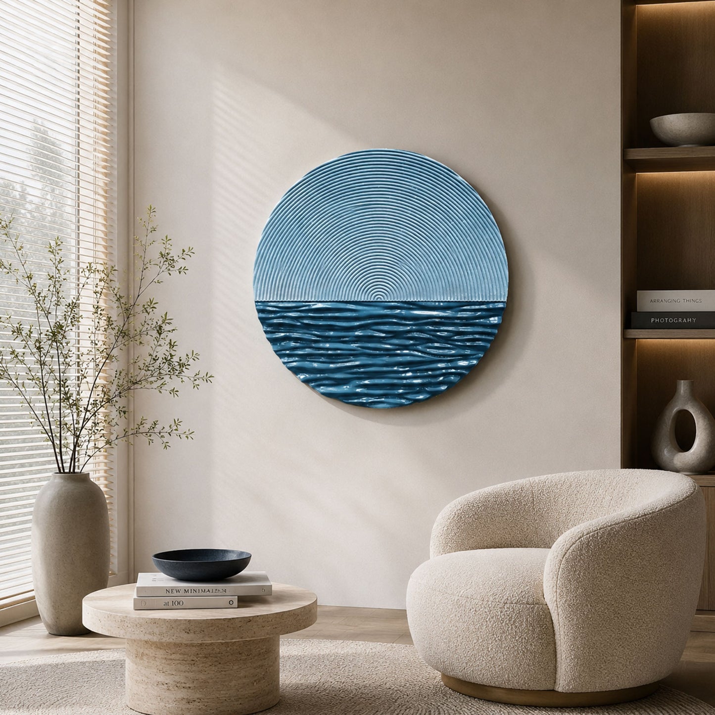 Copper Tide Round Textured Wall Art