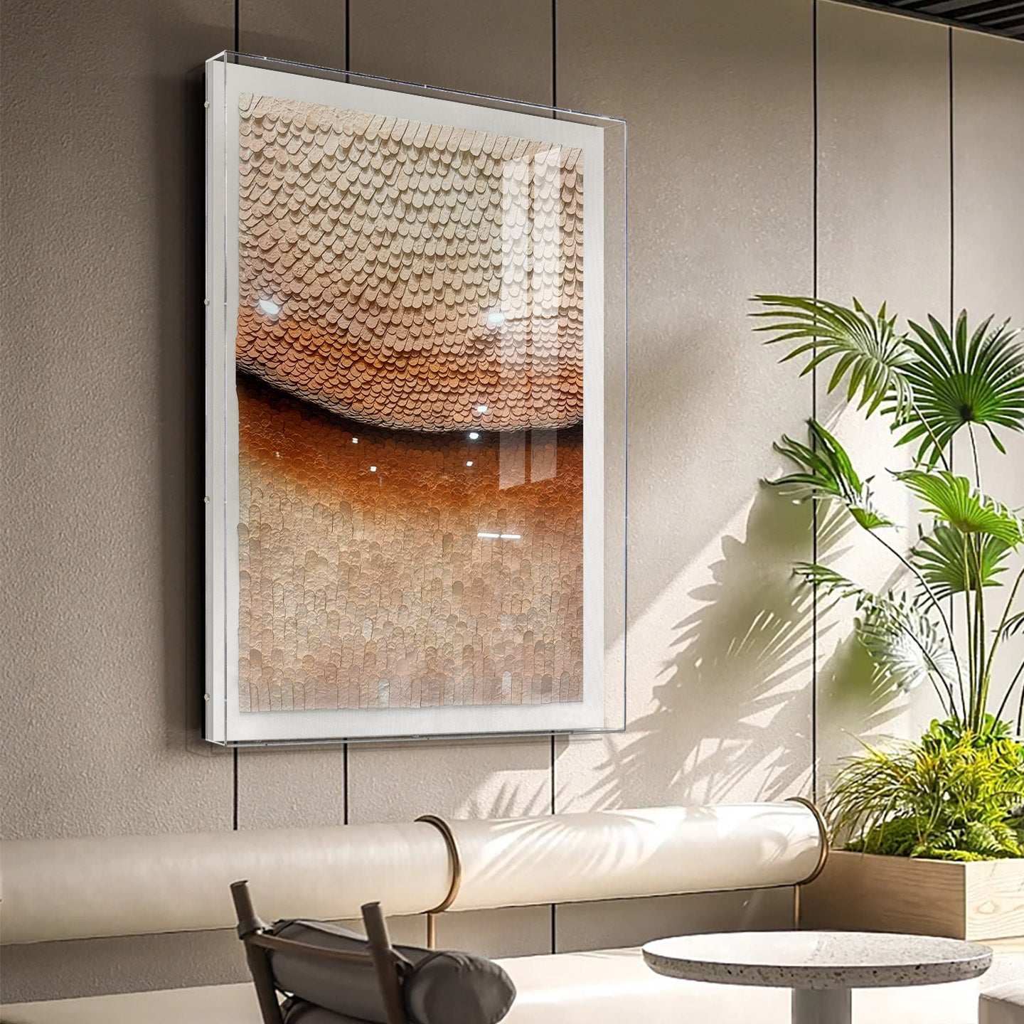 Earthy Neutral 3D Paper Mosaic Wall Art - Textured Roll Sculpture
