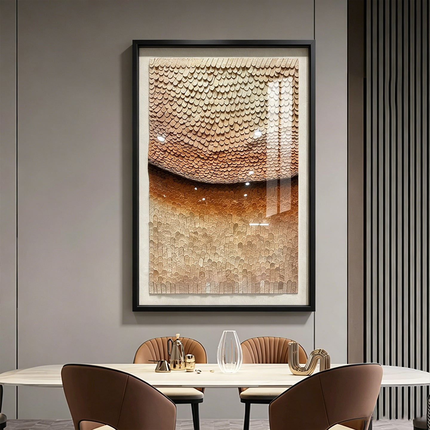 Earthy Neutral 3D Paper Mosaic Wall Art - Textured Roll Sculpture