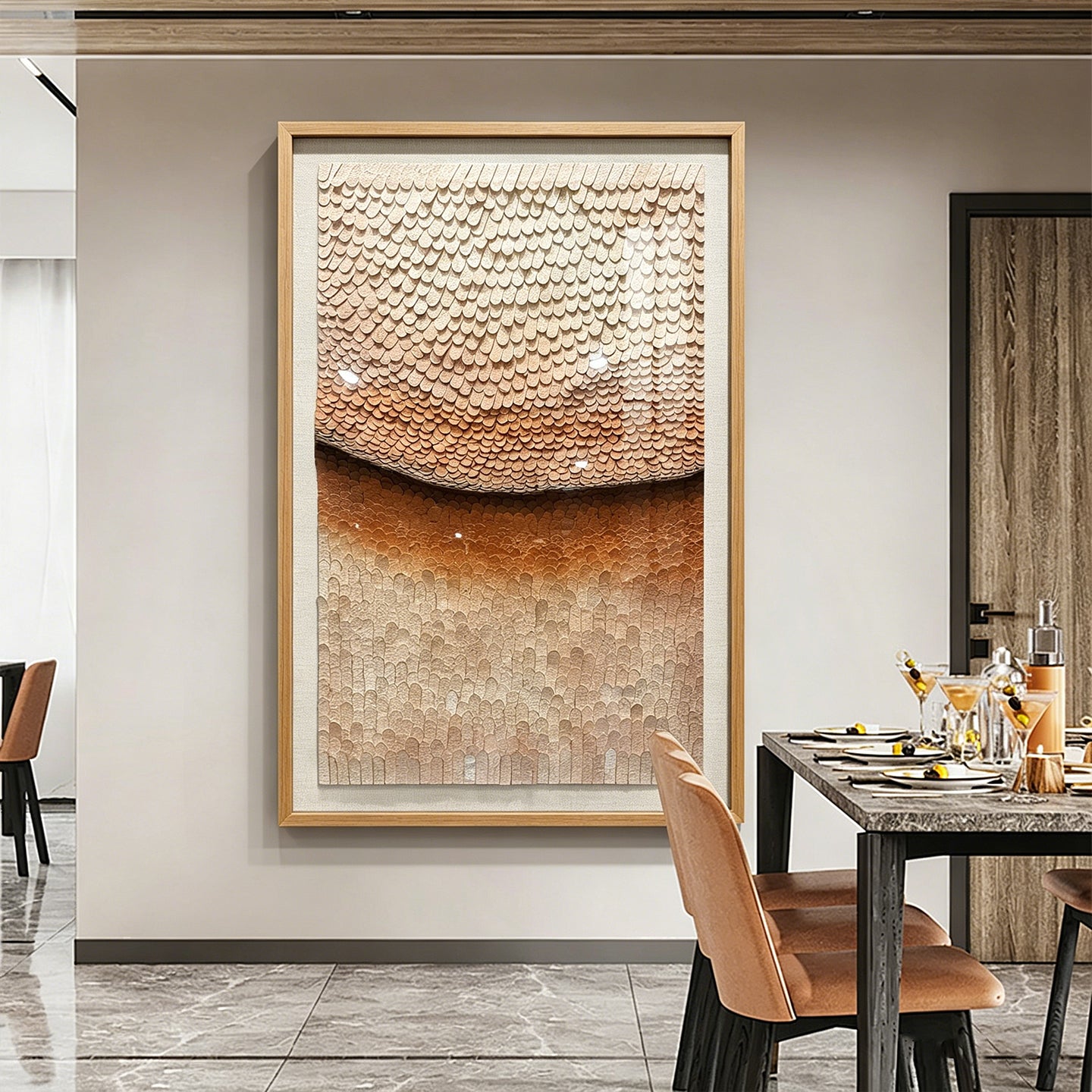 Earthy Neutral 3D Paper Mosaic Wall Art - Textured Roll Sculpture