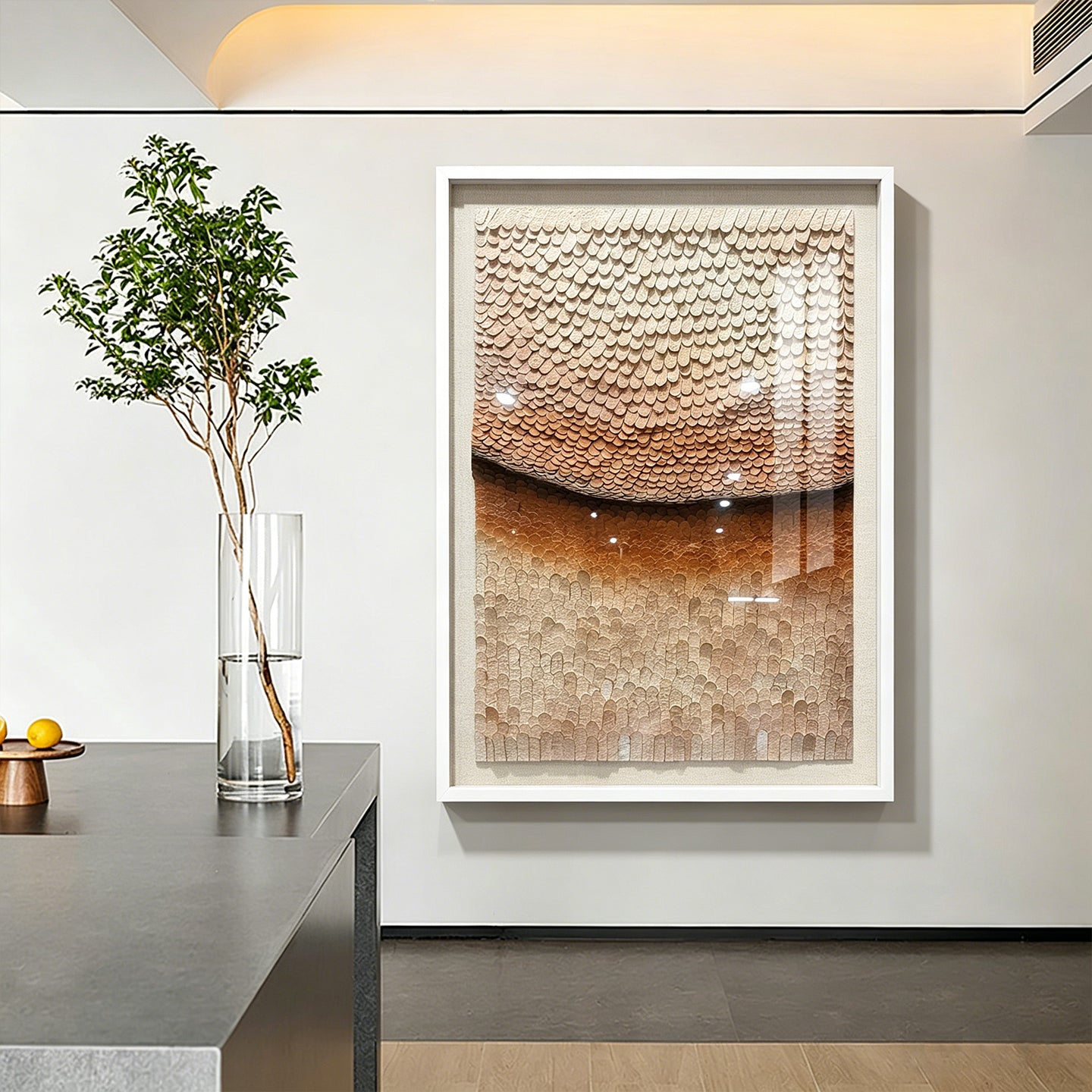 Earthy Neutral 3D Paper Mosaic Wall Art - Textured Roll Sculpture