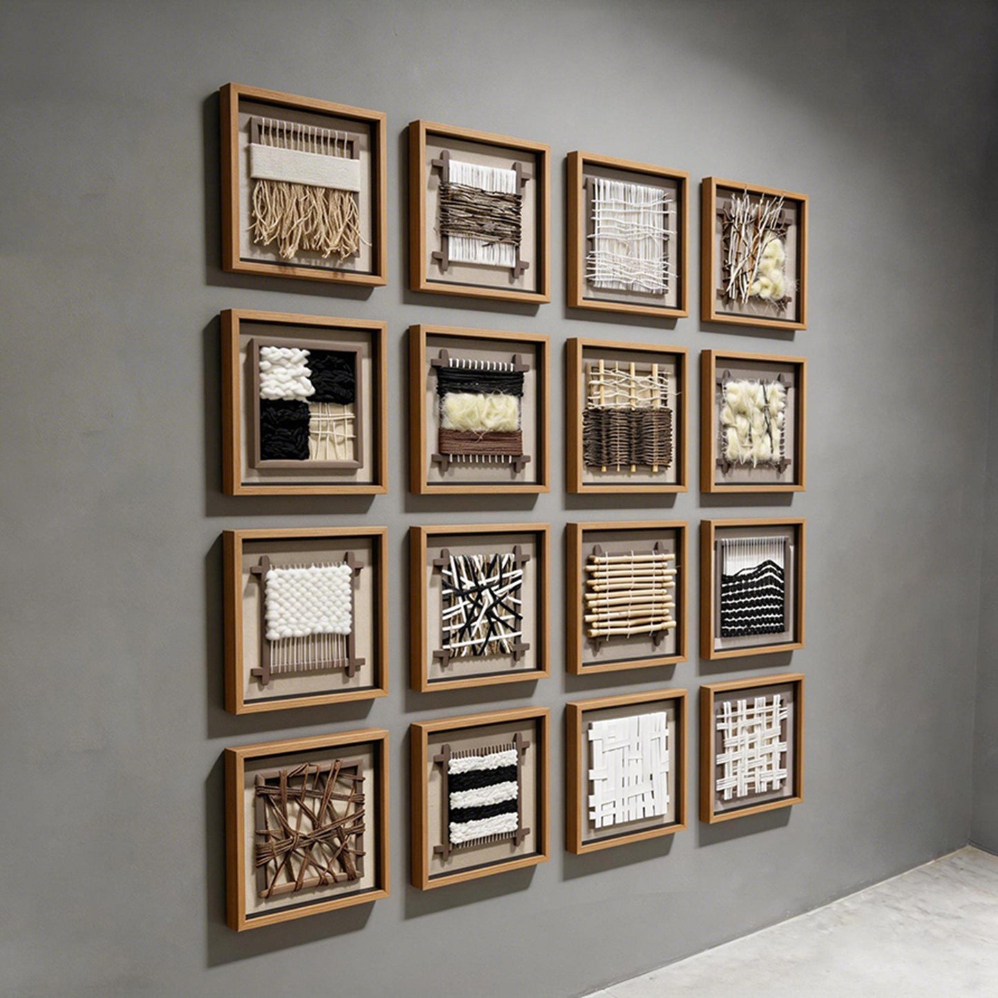 Wabi-Sabi Woven Textile Fiber Loom Shadow Box