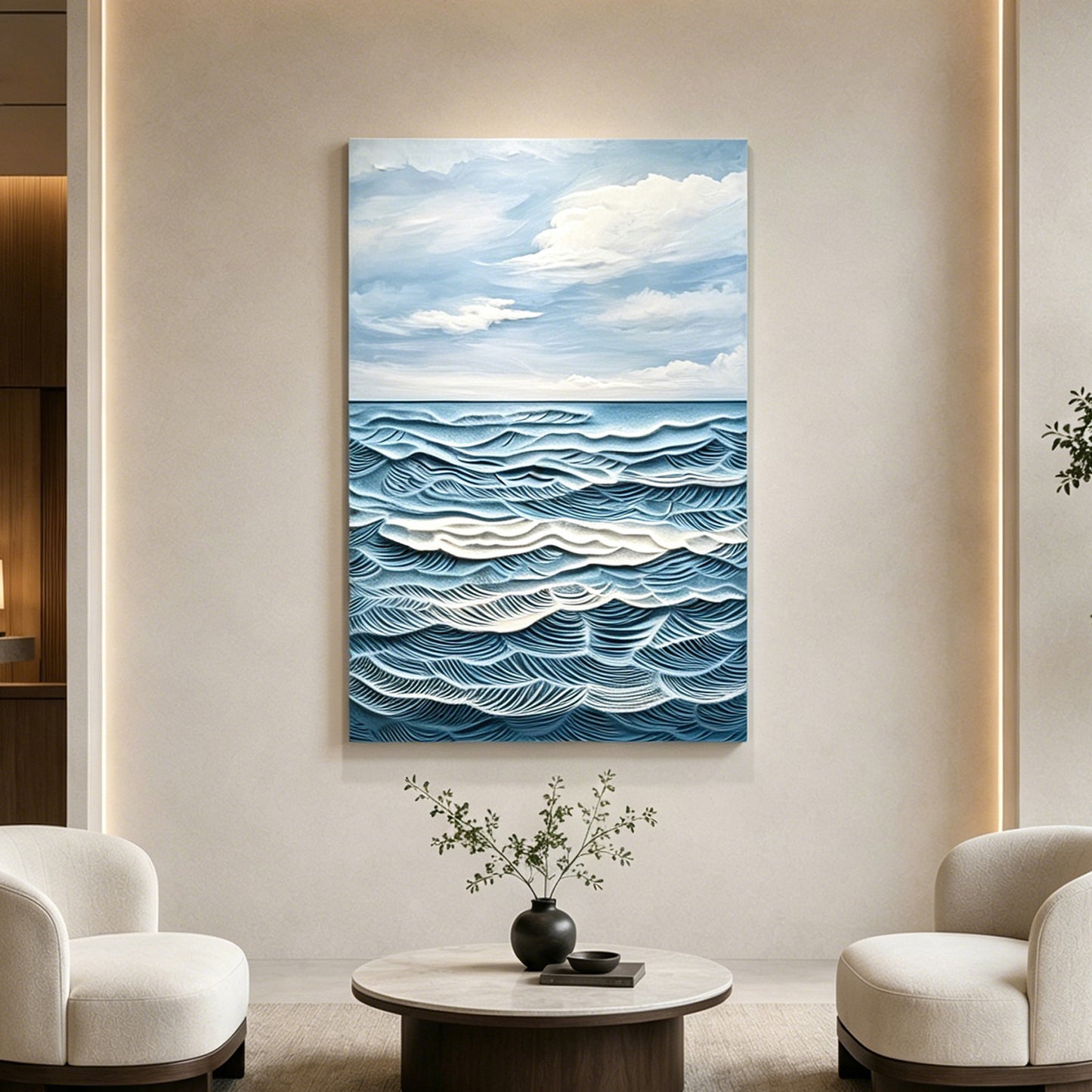 Blue Open Sea Textured Painting