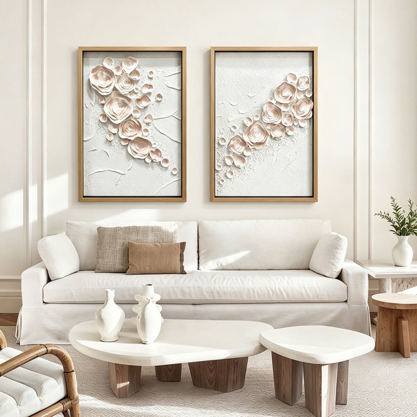 Abstract 3D Leather Floral Impasto Framed Wall Artwork
