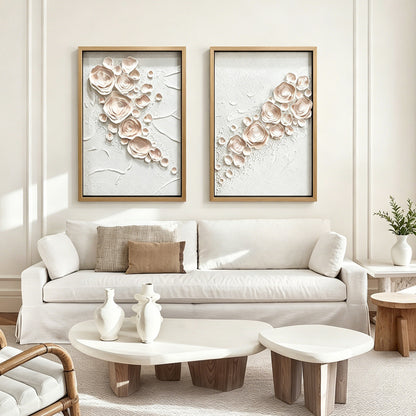 Abstract 3D Leather Floral Impasto Framed Wall Artwork
