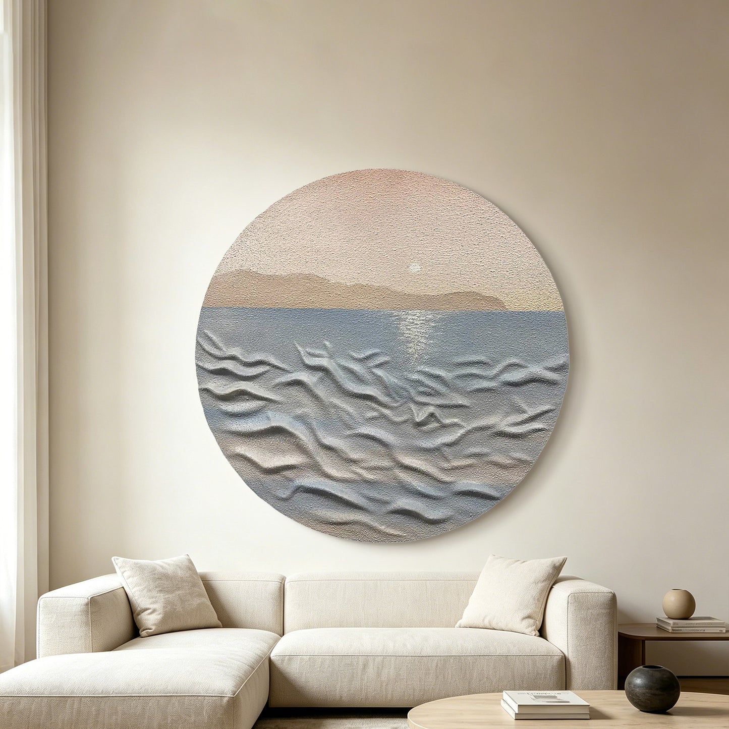 Sea Dawn Round Relief Wall Art