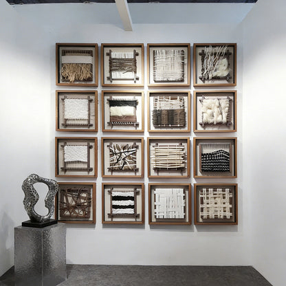 Wabi-Sabi Woven Textile Fiber Loom Shadow Box