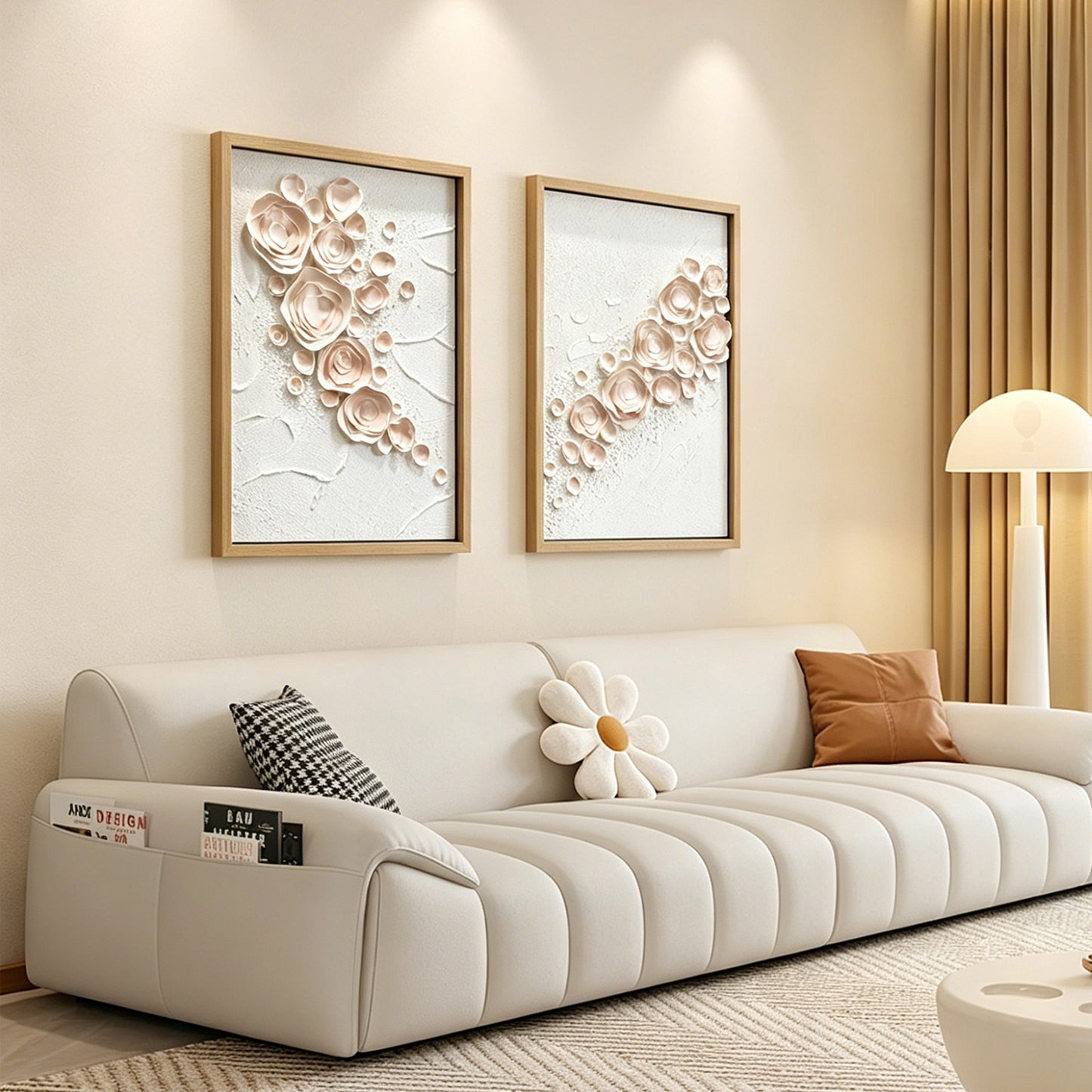 Abstract 3D Leather Floral Impasto Framed Wall Artwork