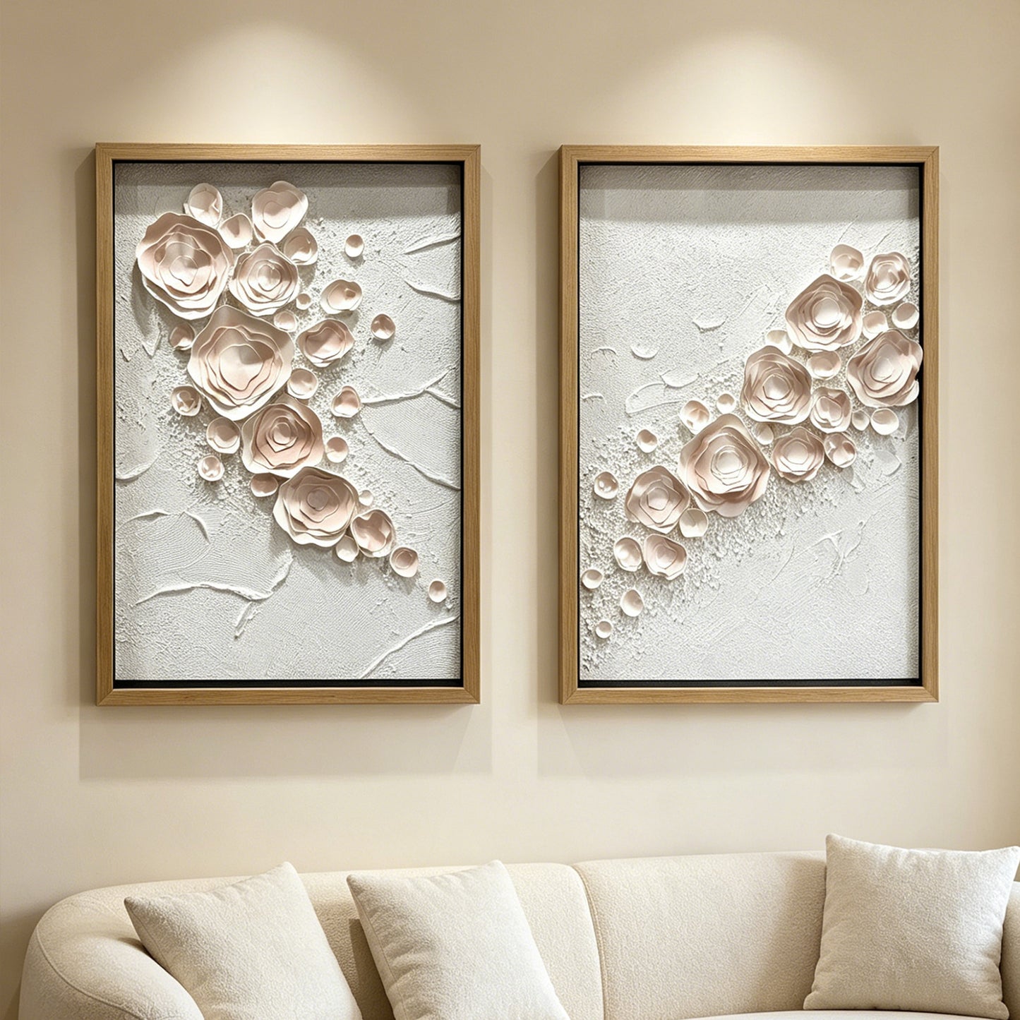 Abstract 3D Leather Floral Impasto Framed Wall Artwork